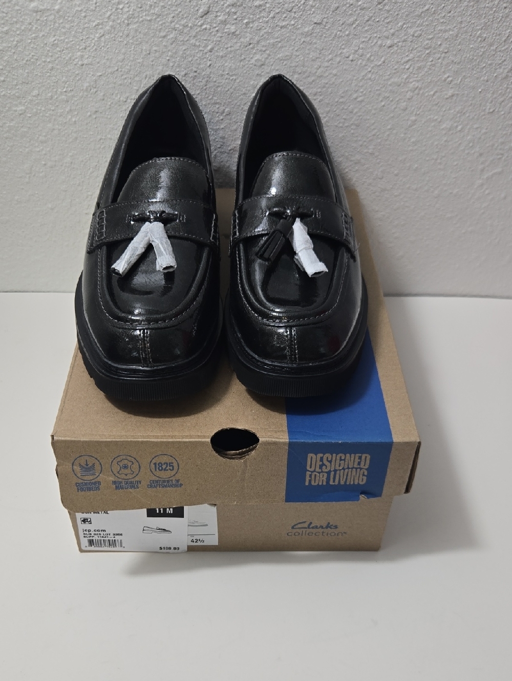 Clarks Men's Black Patent Tassel Loafers